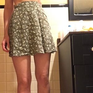 Pale green ditzy floral mini skirt